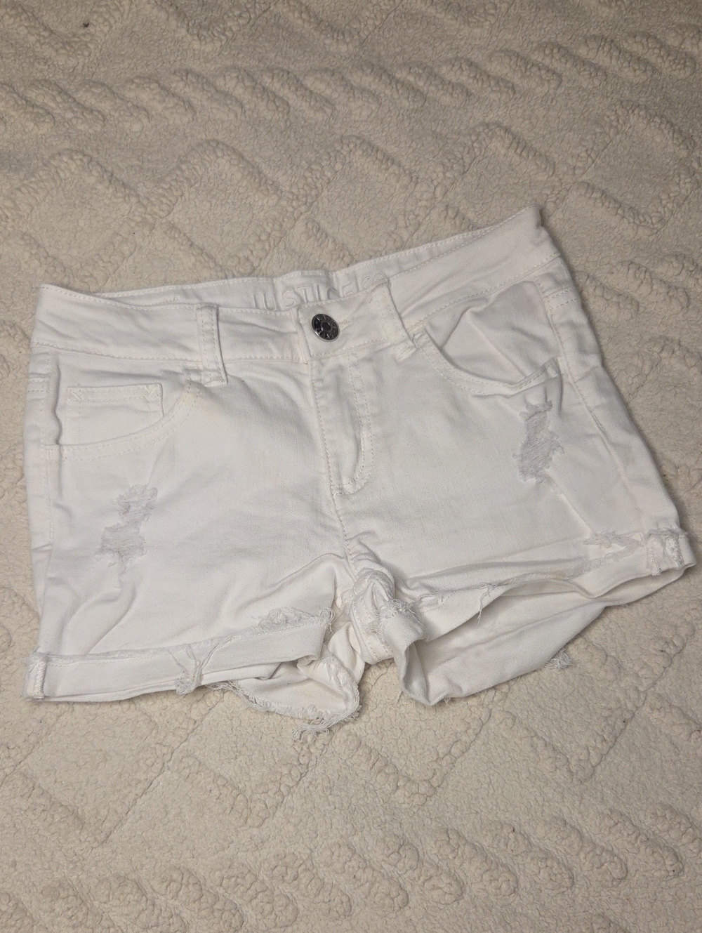 Justice White Distressed Girls' Denim Shorts